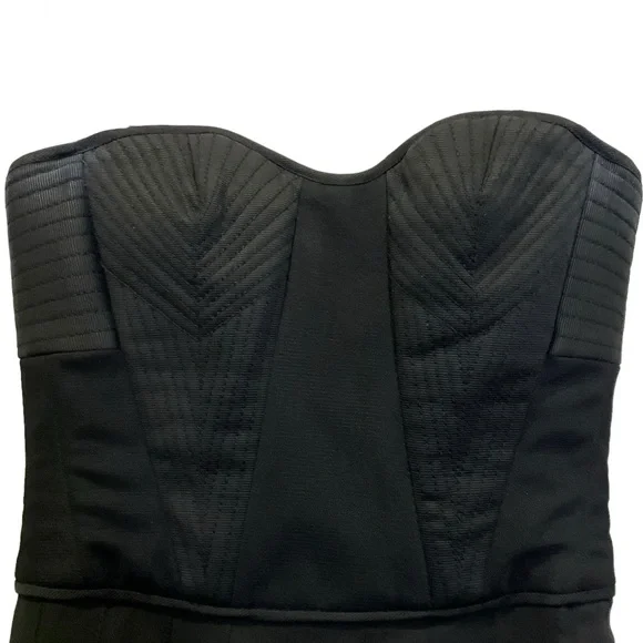 BCBG MaxAzria “April” Black Strapless Corset Silk Chiffon Hi-Low Dress - Picture 9 of 16